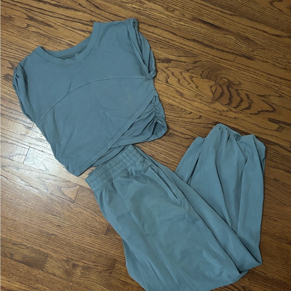 FP Movement by Free People Blue Hot Shot Crossover Lounge Set (M, Medium)